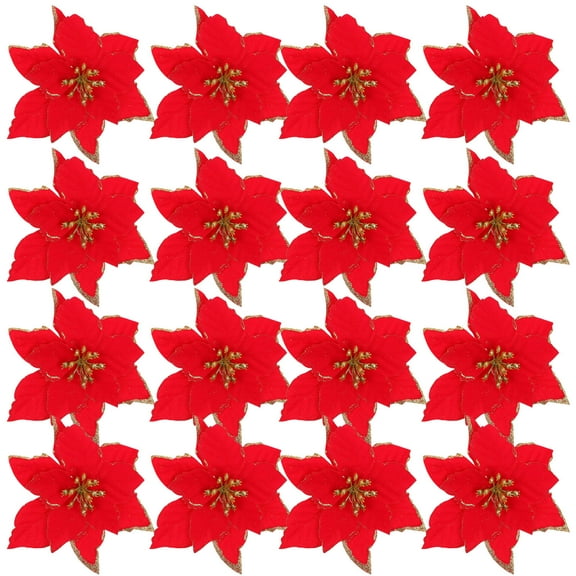 MLINS Pcs Christmas Fake Flowers Artificial Decoration Ornaments Red