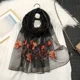 thumbnail image 3 of Bufanda de seda con bordado floral para mujer, chal de fiesta elegante y brillante, hijab musulmán para mujer, estolas de playa, bufandas de marca de lujo, 3 of 5