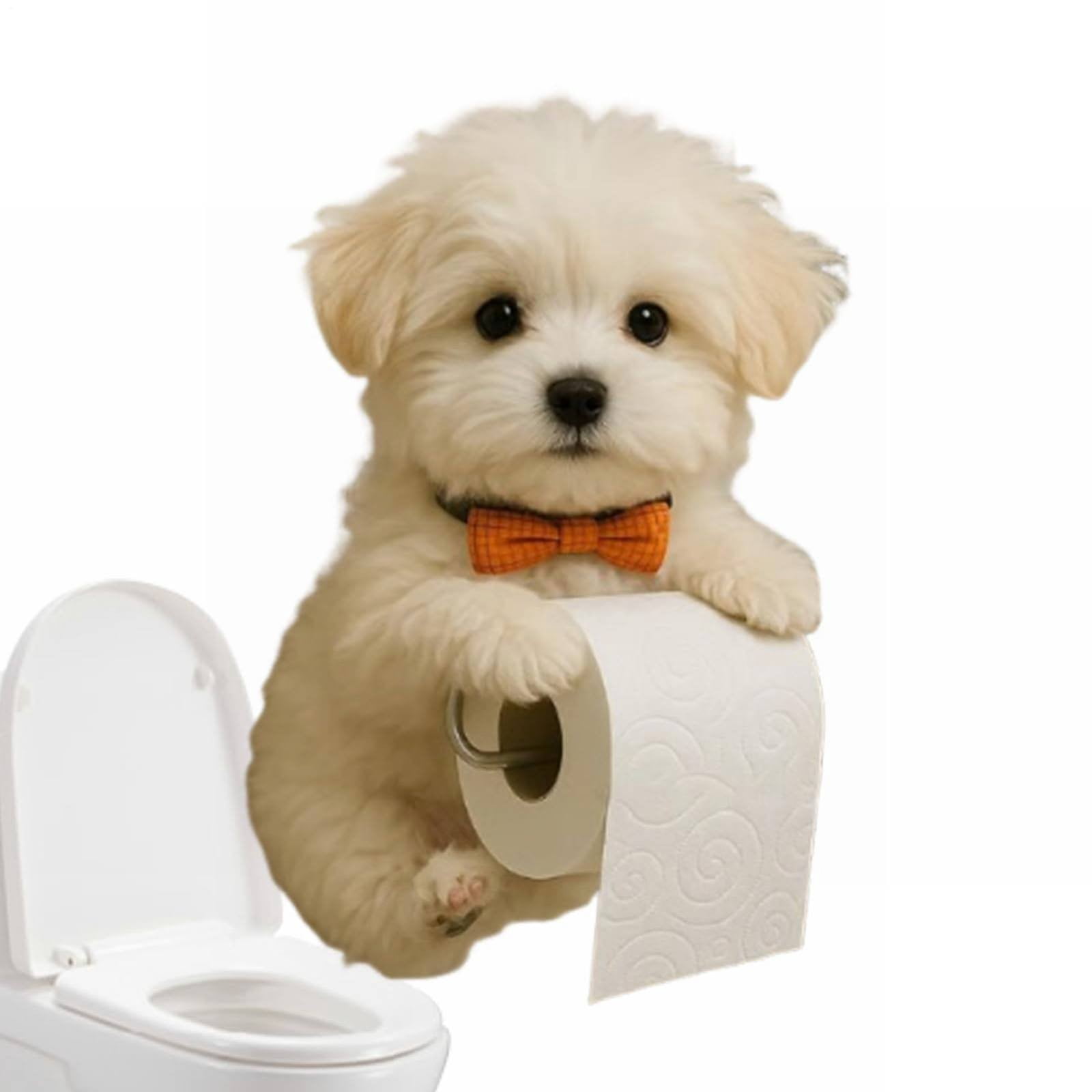 Dog Toilet Roll Holder Cute Teddy Design, Wall Mounted Paper Storage, Storage Rack, By Kingtowag