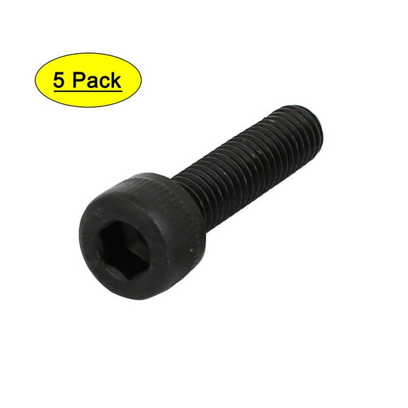5pcs M5x20mm Fully Thread 12.9 Grade Hex Socket Cap Steel Left Hand Screw Bolt Black