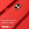 thumbnail image 7 of Genuine Leather Case for iPhone 17 (6.3 inch)，Premium Litchi Grain Cowhide Cover,2025 New Shockproof & Slim Protective Case with Soft Microfiber Lining，Red Fit for MagSafe, 7 of 7