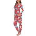 thumbnail image 3 of Renewold Warmth Red Pajamas Set of 2 Women Casual PJ Pants with Pockets Soft Crewneck Athletic Clothing Flower Easter Egg Indoor Daily Wear Sweatsuit Size XS, 3 of 4