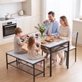 thumbnail image 2 of Ktaxon 4 Pcs Dining Table Set, Dinning Set for 4 with 2 Chairs and Bench, Dinner Table with Storage Rack, Nesting Furniture Set for Dining Room, Restaurant, White Marble, 2 of 9