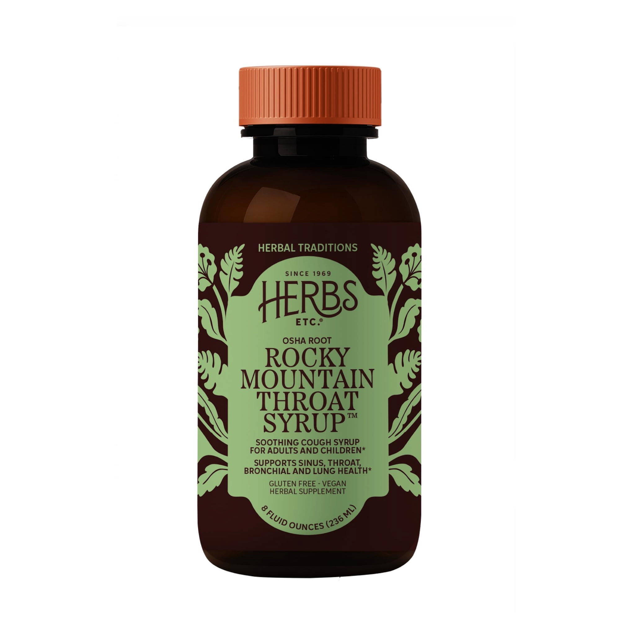 Herbs, Etc. Rocky Mountain Throat Syrup, Vegan, Gluten-free, 8 fl oz (47 Servings)