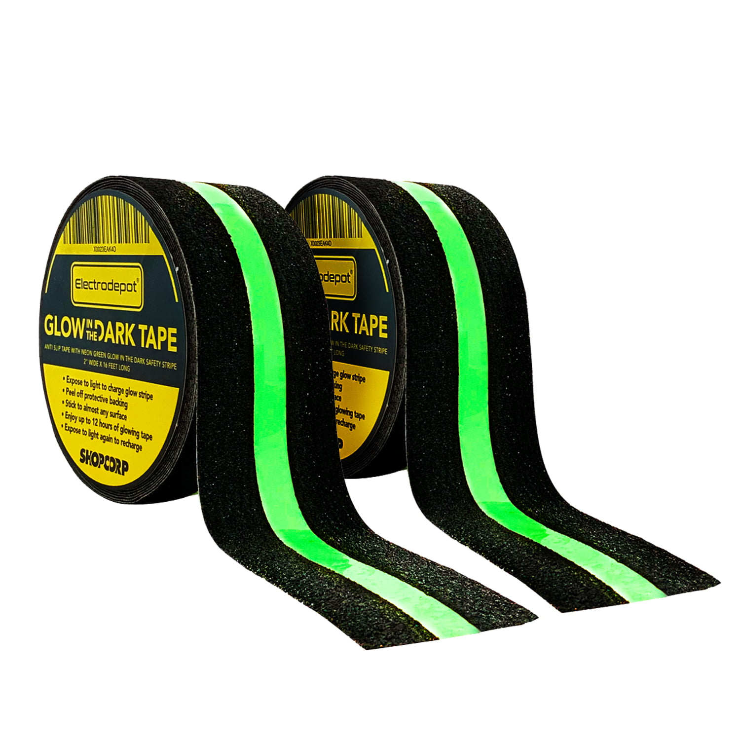 2" x 60' Glow in the Dark Anti Slip Non Skid Abrasive Stair Step Safety Tape NEW 