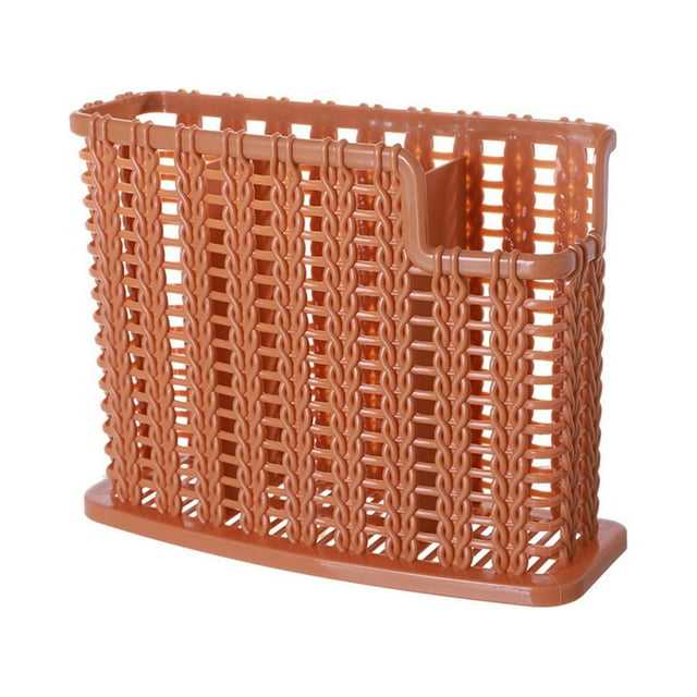 Estante de almacenamiento para cubiertos, cucharas y tenedores, utensilios de cocina, organizador de cocina para encimera Marrón