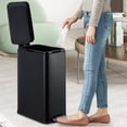 thumbnail image 7 of Slim Trash Can, 13.2 Gal/50L Stainless Steel Waste Bin, Soft-Close Lid, Step-on Garbage Bin - with Removable Plastic Inner Buckets, 7 of 7