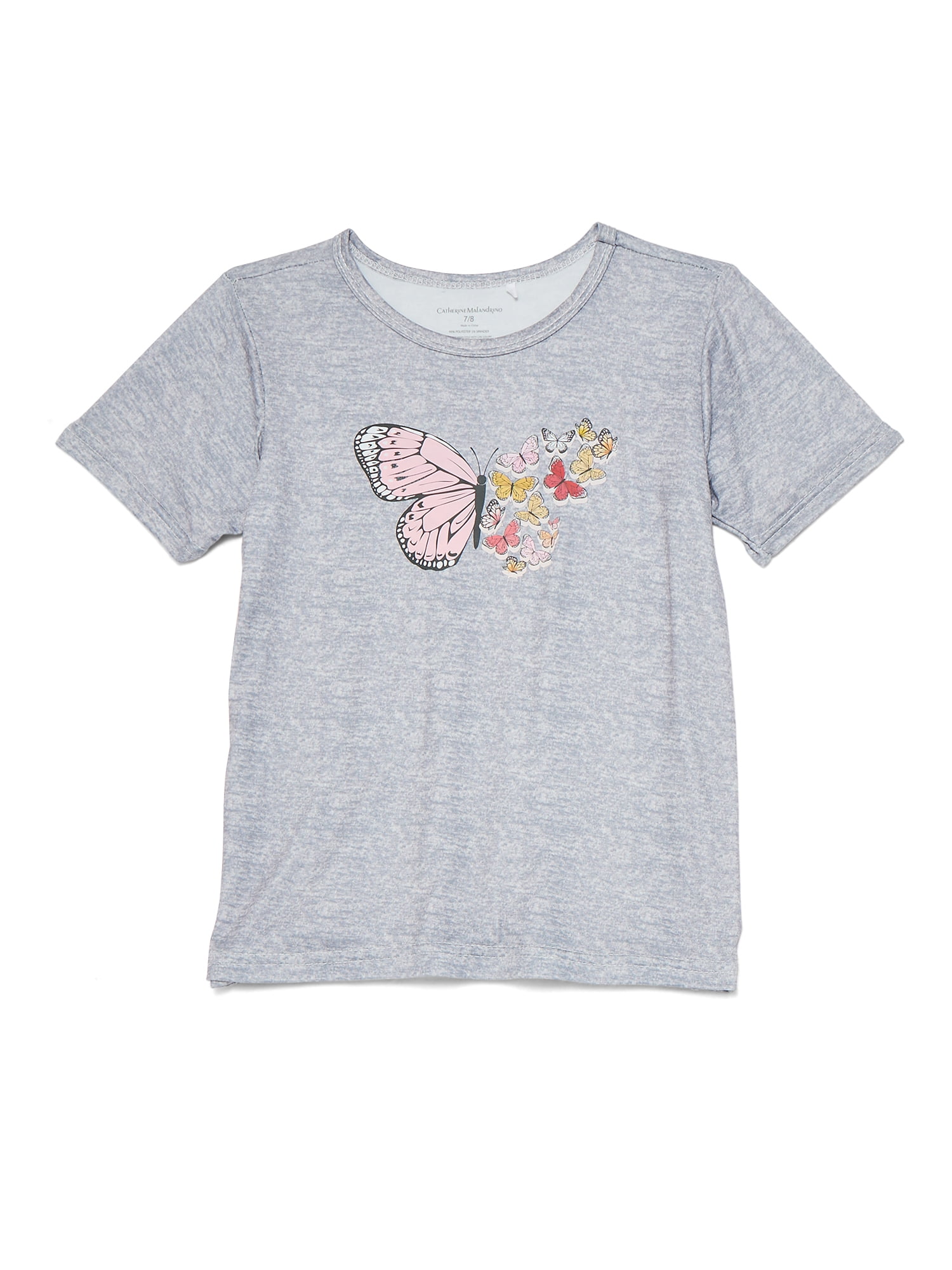 Catherne Malandrino Girls Short Sleeve Top, Pant and Shorts with Bonus Scrunchie 4-Piece Pajama Set, Sizes 4-16