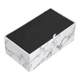 thumbnail image 4 of Elegante porta pañuelos de piel sintética, porta servilletas rectangular, dispensador de papel higiénico, porta pañuelos faciales, color blanco mármol, 4 of 7