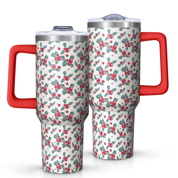 Christmas 40oz Tumbler– Stainless Steel Insulated Tumbler with Handle and Straw, Large Capacity Travel Cup for Hot & Cold Drinks