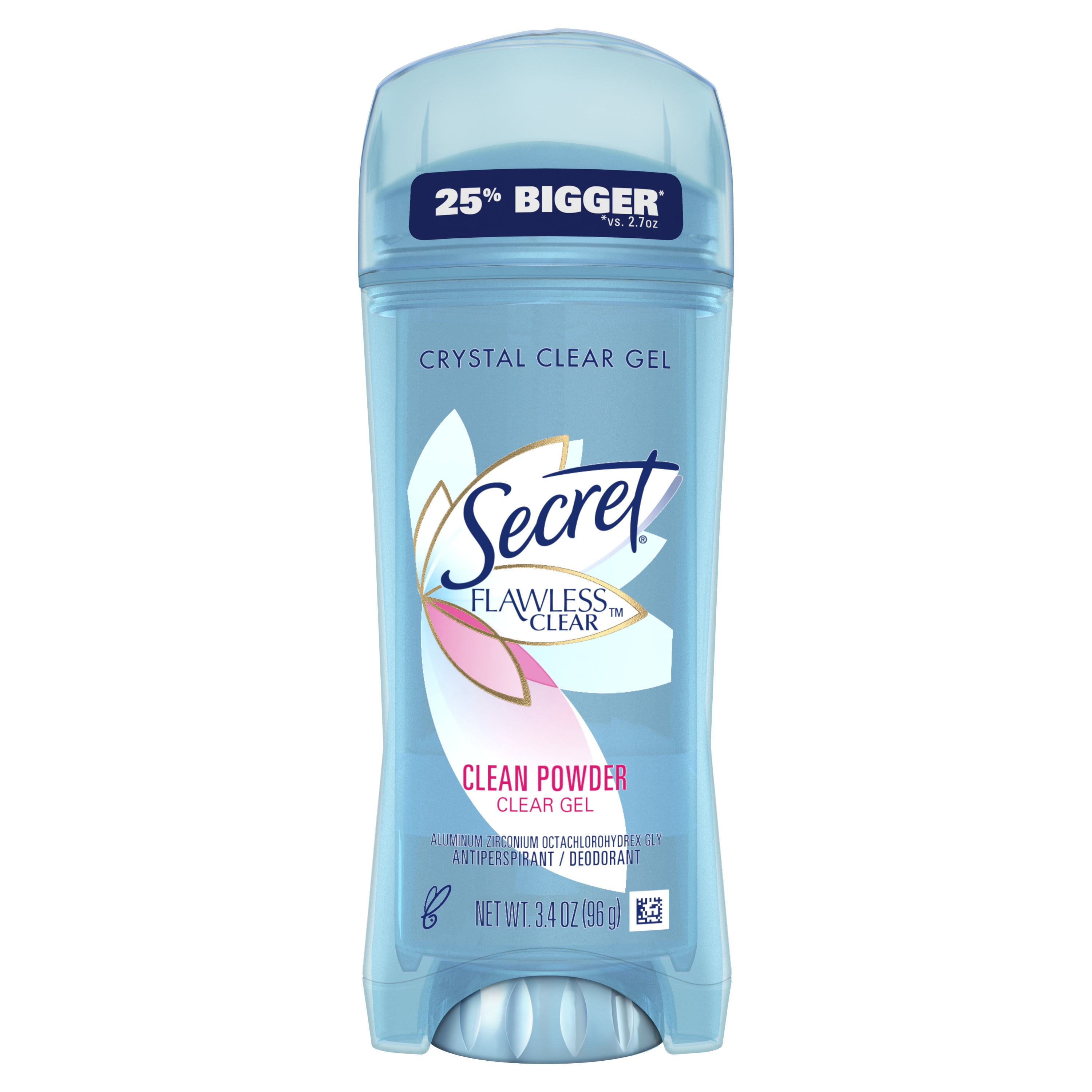 (3 pack) Secret Flawless Clear Gel Antiperspirant and Deodorant for Women, Clean Powder, 3.4 oz