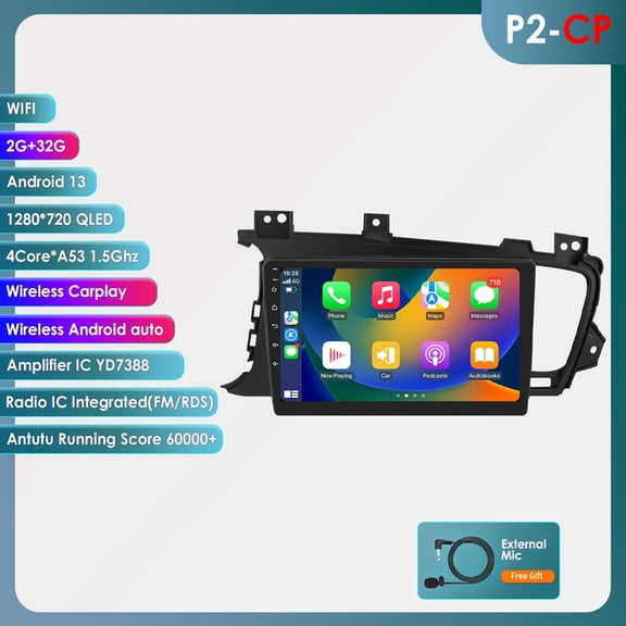 Bluetooth Android 13 Apple CarPlay 2 32GB Wifi AUX 9" Touch Screen Car Stereo Radio Head Unit Multimedida GPS Navigation Player For Kia K5 Optima 2011 2012 2013 2014 2015