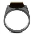 thumbnail image 3 of Luxe Jewelry Designs Men's Light Black Ion Plated Stainless Steel Ring with Topaz Synthetic Tiger, 3 of 4