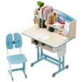 thumbnail image 3 of Dapmiu Kids Study Desk Chair Combo, Hooks & Drawers, Eco-Friendly MDF Top, Easy to Clean Blue, 3 of 7