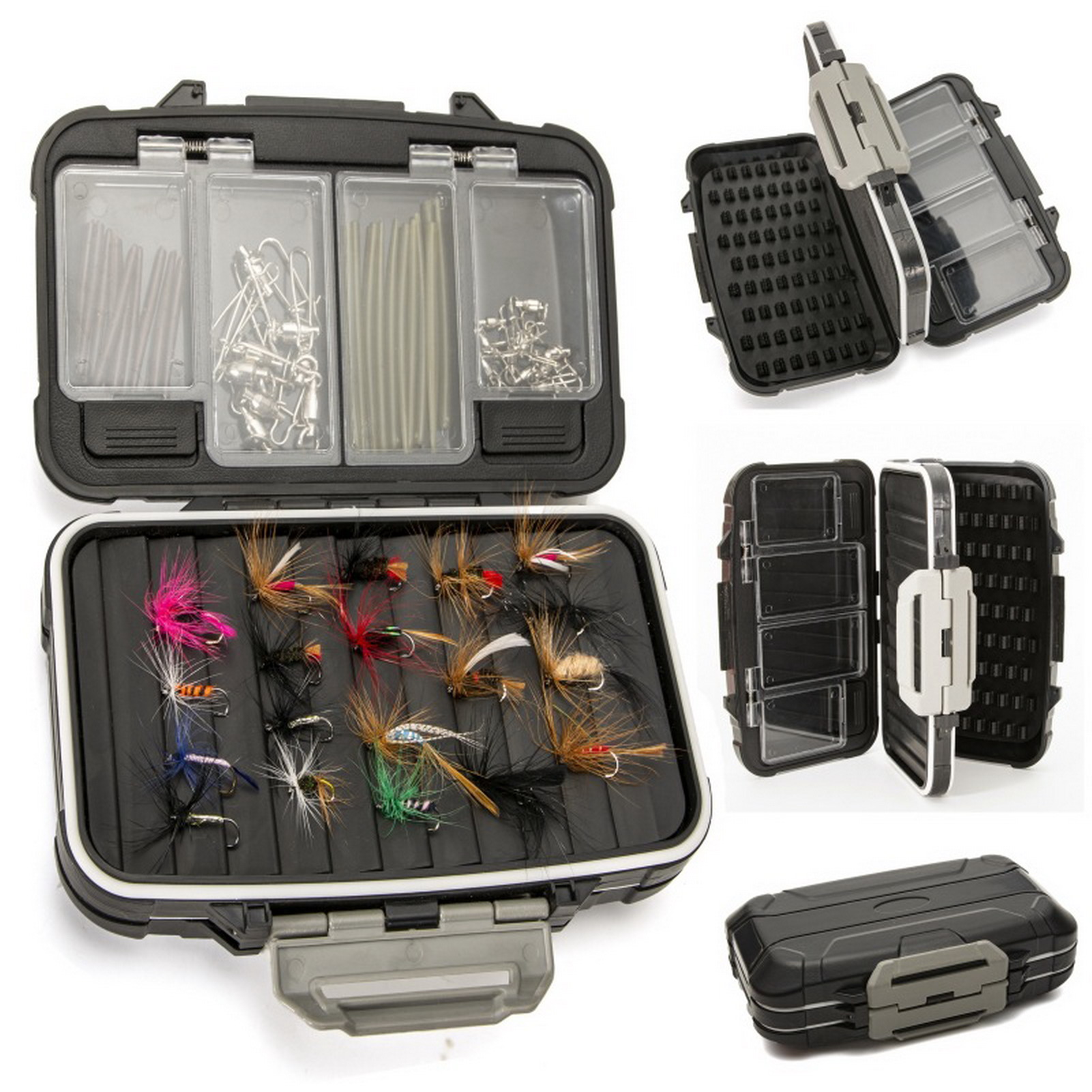 huanledash Fishing Tackle Box Sturdy Lightweight Portable Thicken Texture Multifunctional Shockproof ABS Double-open Fishing Box Flies Accessories