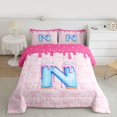 thumbnail image 2 of Feelyou Initial N Letter Twin Comforter Sets, Teen Kid Bow-tie Ribbon Bedding Set, 2-Piece, 2 of 8