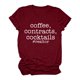 thumbnail image 1 of Gibobby Playera de Manga Corta con Cuello Redondo Camisas Tops redondos Camiseta Túnica Blusa manga impresión Casual Letras Cuello Blusa mujer(Vino,G), 1 of 3