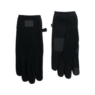 Coach Men's Black Leather Tech Gloves, Wool Lined, Large, Formal