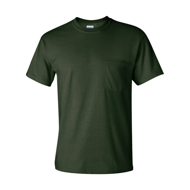 Gildan - Gildan 2300 Mens Cotton T-Shirt with Pocket - Forest Green ...
