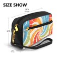 thumbnail image 3 of Portable Makeup Storage Bag 7.87×3.35×2.16in Portable Design Pu Leather Made Of A Bag For Multi-Use Indianred Tie-Dye Background Vibrant Colors And Swirling (3), 3 of 4