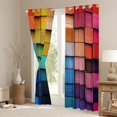 thumbnail image 3 of Feelyou Pixelate Miner Teens Blackout Curtains Set of 2 (52x84 Each), Colorful Square Abstract Window Curtains, Modern Fashion Art Curtains and Drapes, Window Curtains Home Decor, 3 of 6