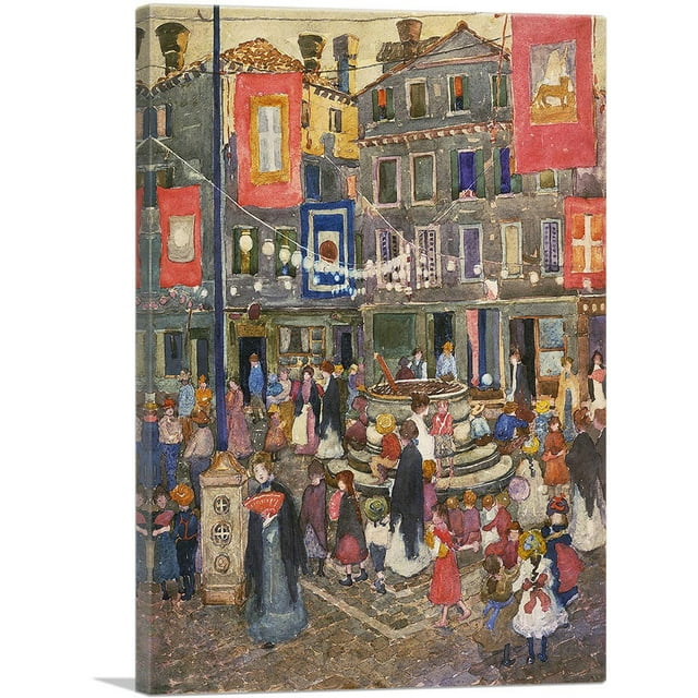 ARTCANVAS Festival Venice 1898 Canvas Art Print by Maurice Prendergast - Size: 40" x 26" (1.50" Deep)