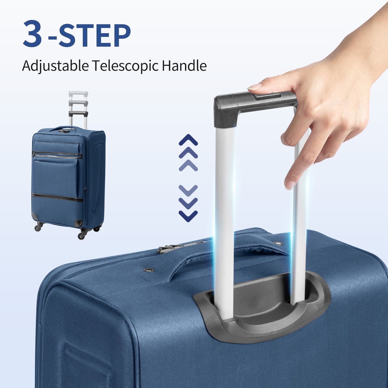 Ktaxon 3-Piece Softside Luggage Set With 8 Set Pcaking Cube TSA Lock, 360° Spinner Wheels Blue