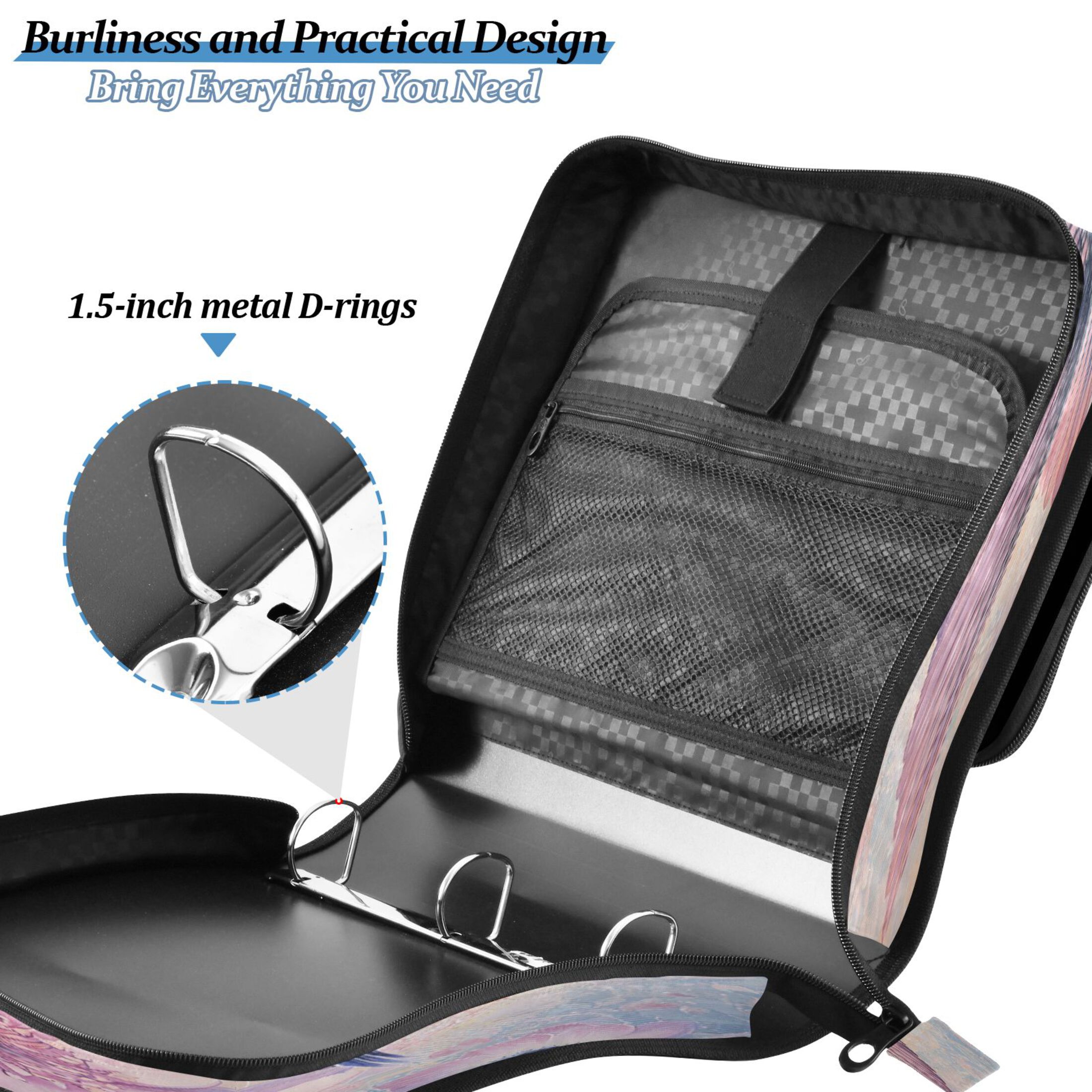 YAZAOO Zipper Binder trapper keeper Documents Organized Design Harmony Of Hummingbirds Printed