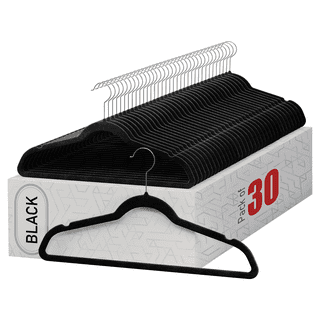 Lifemaster Premium Quality Velvet Non-Slip Clothes Hangers, Sturdy Black  Plastic Coat Hangers, 100 Count - Kroger