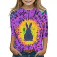 thumbnail image 2 of LckLvx Cute Tops for Girls Easter 3/4 Sleeve Shirts Casual Stretch Graphic Print Tee Tops 3-12 Years, 2 of 5