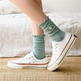 thumbnail image 6 of Jtbuh XLY 5 Pairs Women Ruffle Frilly Socks Flower Cotton Summer Winter Solid Crew Sock, 6 of 6