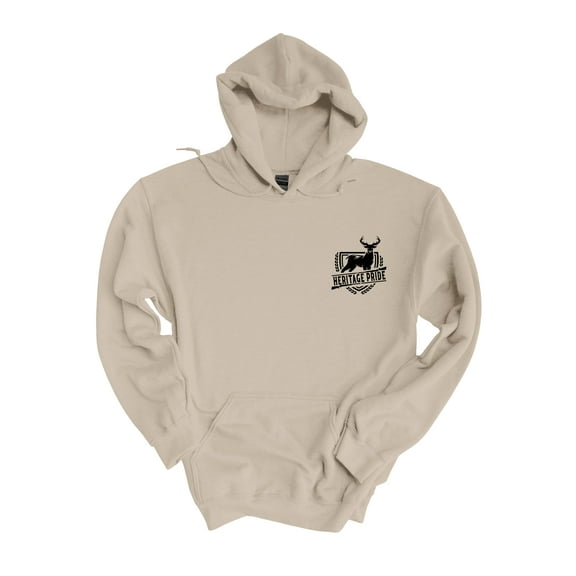 Mens Heritage Pride Hoodie Hunting Collection Deer Shield Crest Hooded Sweatshirt-Sand-4xl