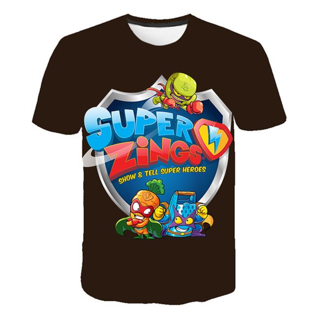 Super Zings camisetas 2023 nuevo verano niños niño niña estampado dibujos animados camisetas 1-14 años niños moda Casual Tops camisetas disfraces5T Gao Jinjia LED