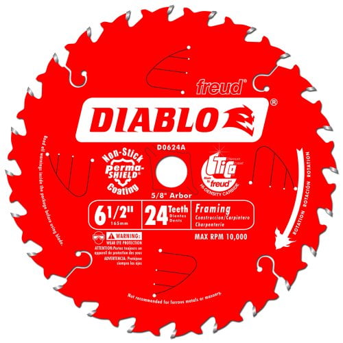 Freud D0624A Diablo 6-1/2-Inch 24 Tooth ATB Framing Saw Blade with 5/8-Inch Arbor