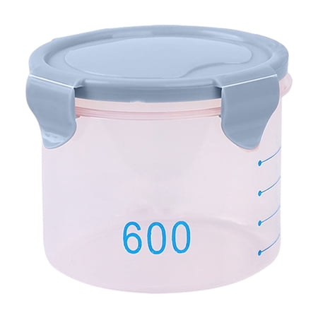 Your Holiday Kitchen Storage Container Round Sealed Pantry Jar 600Ml With Graduated Scale Lid For Cereal Snacks Baking Supplies Food Preservation In Light Blue Plastic Light blue