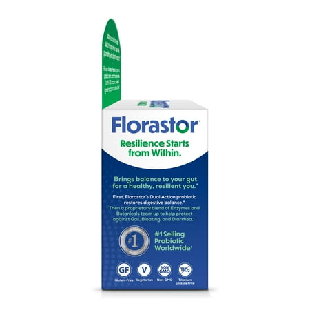 Florastor Unisex Advanced Gas & Bloat Daily Probiotic & Digestive Supplement Capsules, 30 Count
