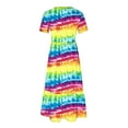 thumbnail image 5 of Penkiiy Women's Summer Casual Short Sleeve Crewneck Tie-dyed Print Swing Dress Flowy Tiered Maxi Beach Dress with Pockets S Multicolor, 5 of 7