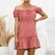 thumbnail image 2 of Vestido de retazos con volantes de manga corta con un hombro sexy casual para mujer Fridja  hjk6643, 2 of 4