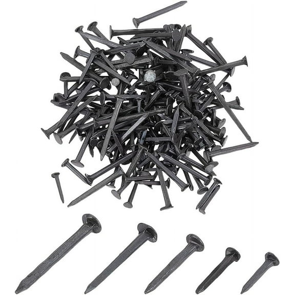 5 Sizes Black Iron Nails Tacks (10/13/16/19/22mm) for Shoes Boots Metal Nails Tacks for Leather Heel Soles Repair and Replacement (250G 50G/Size) 1 Set