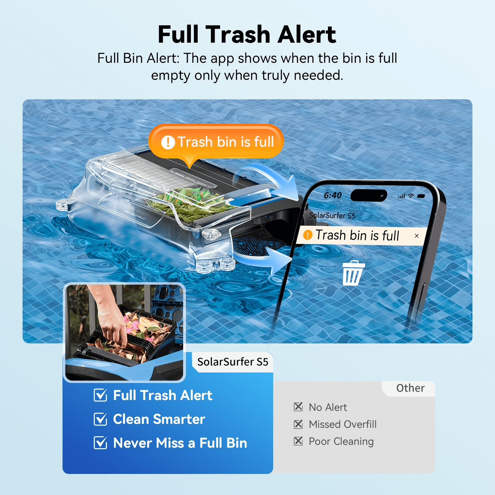 Blue 24/7 Solar Breeze Automatic Pool Skimmer Robot – APP Supported Floating Surface Cleaner for Above Ground & Inground Pools, Auto Robotic Pool Cleaner