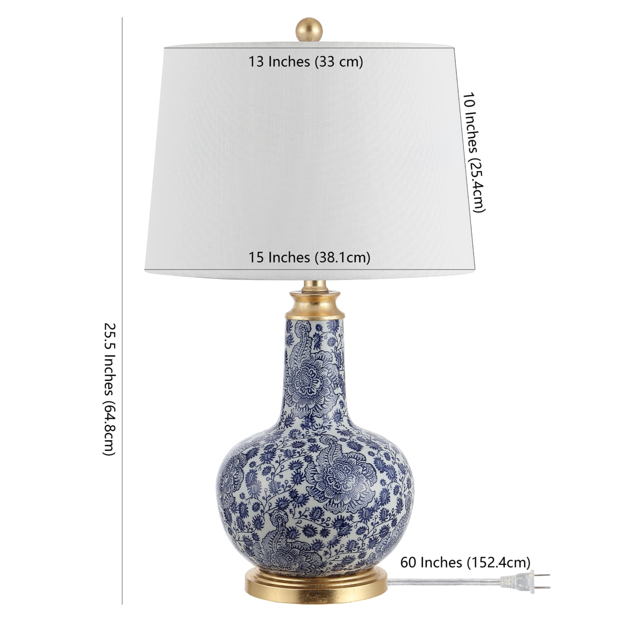 Safavieh Leia 25.5 in. Floral Ceramic Table Lamp, Blue