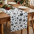 thumbnail image 2 of Burlap Table Runner 72 Inches Long,Snowy Snowflakes Christmas Season Non-Slip Kitchen Table Runners for Dining Room Everyday Use Party Table Decorations Black White, 2 of 9