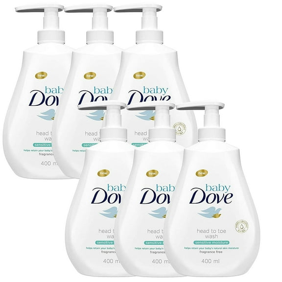 Dove Baby Head to Toe Body Wash Sensitive Moisture - 6 Packs x 13.52 FL.Oz / 400 ml