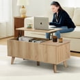 thumbnail image 3 of Wirrytor Modern Lift Top Coffee Table with Hidden Storage, Square Center Table with Adjustable Shelf for Living Room, Farmhouse Coffee Table with Large Compartment, 3 of 10