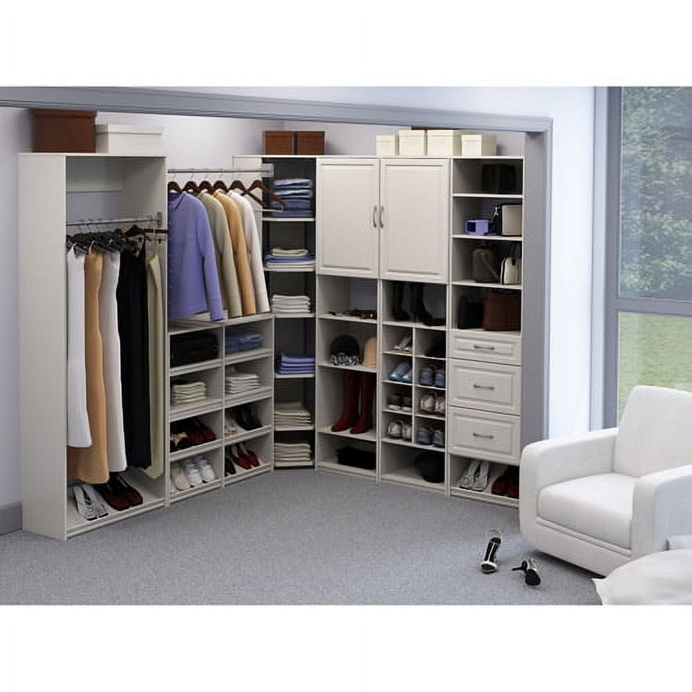 Arrange a Space RCMCY Select Closet Organizer System Top and Bottom  Shelf/Hang rod Kit with Long Hang and Three Shelf Unit