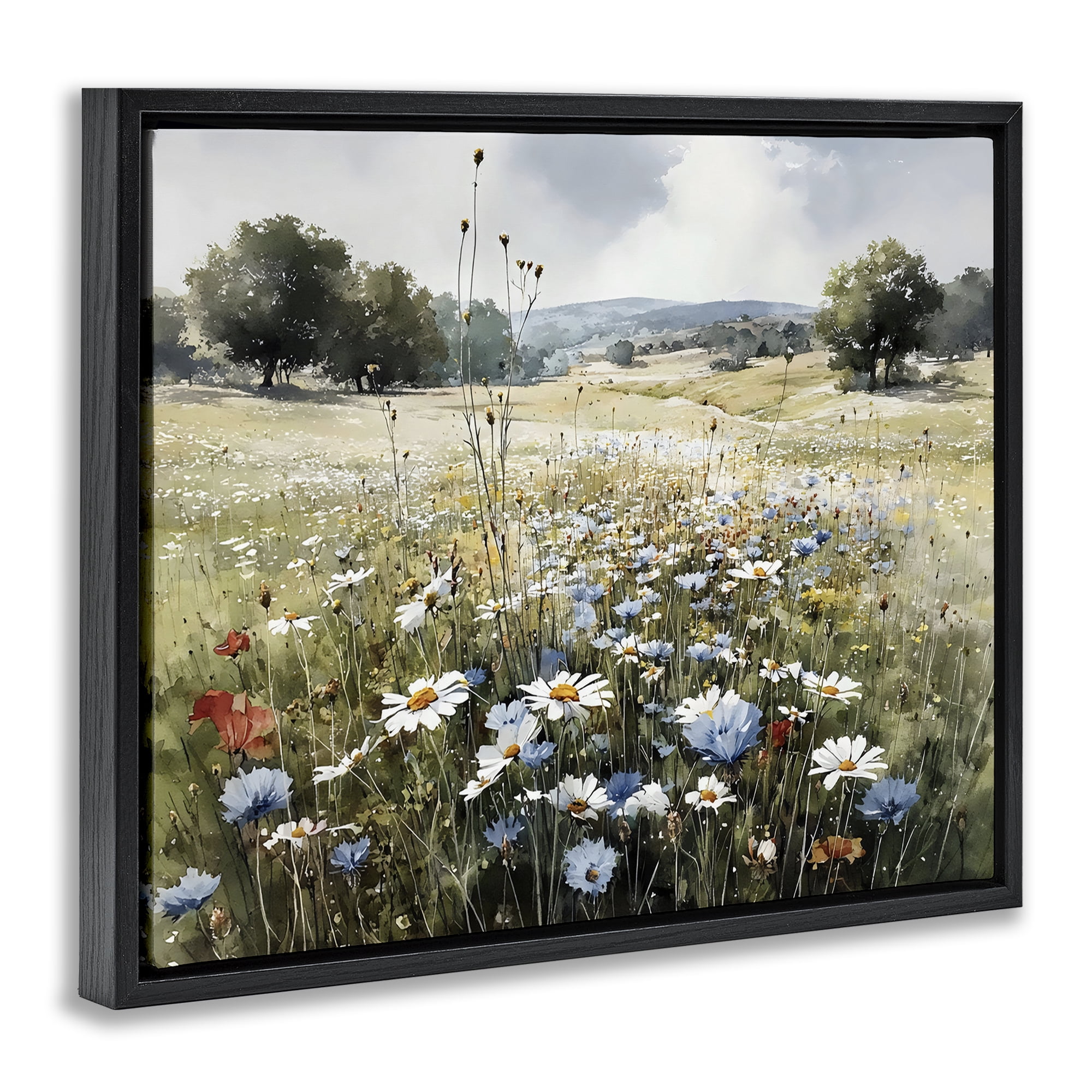 Stupell Industries Calm Meadow of Wildflowers Black Framed Floater Canvas Wall Art, design by Franklyn Gregory