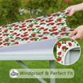 thumbnail image 6 of Red Strawberry Plants Fruit Flower White Pattern Square Fitted Tablecloth with Elastic Edge,Square Table Cover,Washable Elastic Table Cover for Home Kitchen Party Decor 34"x34", 6 of 6