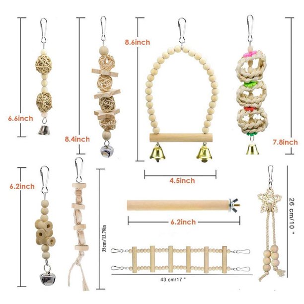 Parrot Swing - Juguete para masticar - Hamaca colgante - Escalera para trepar - Juguetes para periquitos, cotorras, cacatúas, Mynah, tortolitos, pinzones y otras aves de tamaño pequeño a mediano ShuxiuWang 8390606145000