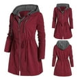 thumbnail image 2 of Skpblutn Women'S Jacket Coats Winter Fall Casual Comfortable Tops Fashion Patchwork Hooded Zipper Up Outwear With Pocket Neck Long Sleeve Plus Size Coat Red Xxl, 2 of 5
