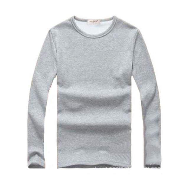 Minnieouse Top básico para hombre, ropa interior cálida de manga larga con cuello redondo, Base para clima frío, ropa de Color sólido, Jersey, Camisetas METRO Gris Espesar